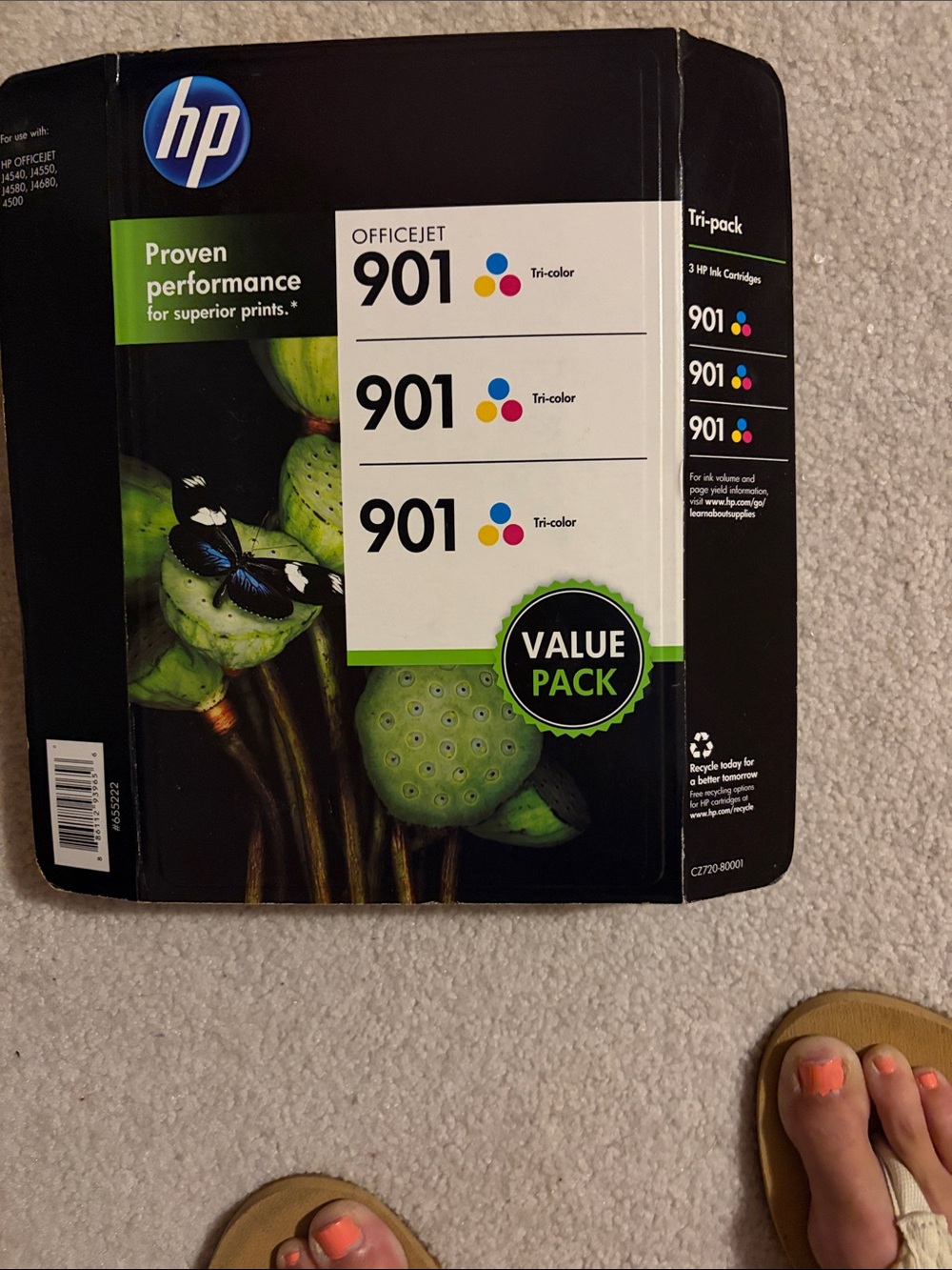 HP OfficeJet 901 Tri-Color Value Pack with Black and Green Accents